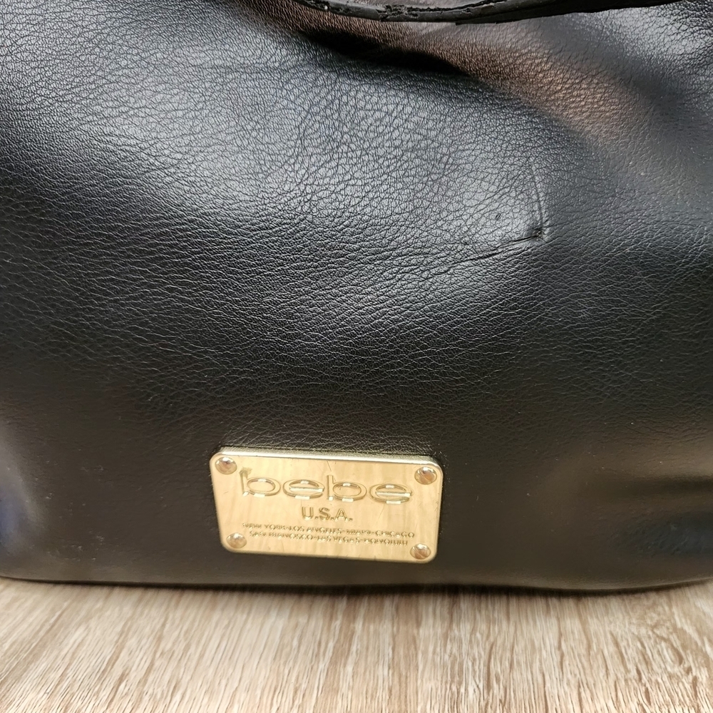bebe Black Hobo Bag with Gold Chain Detail - Picture 6 of 8